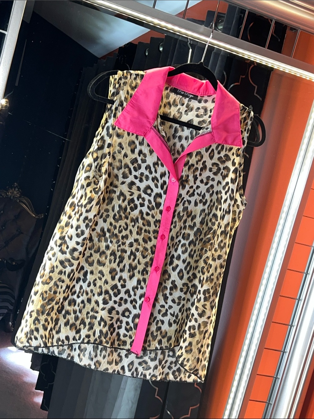Pat Rego Leopard & Neon Pink Archival Sleeveless Blouse 🐆💖